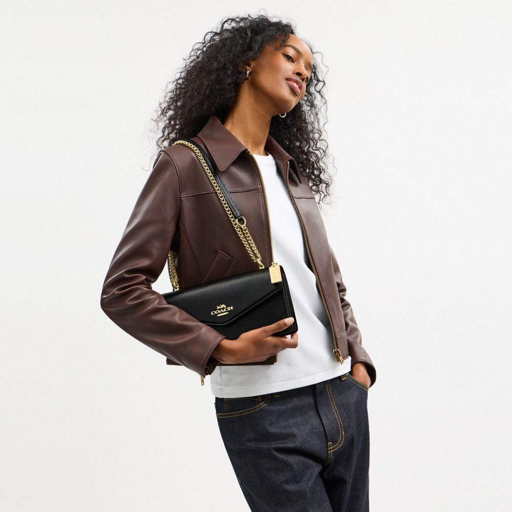 Coach Klare Envelope Crossbody Bag Gold Black