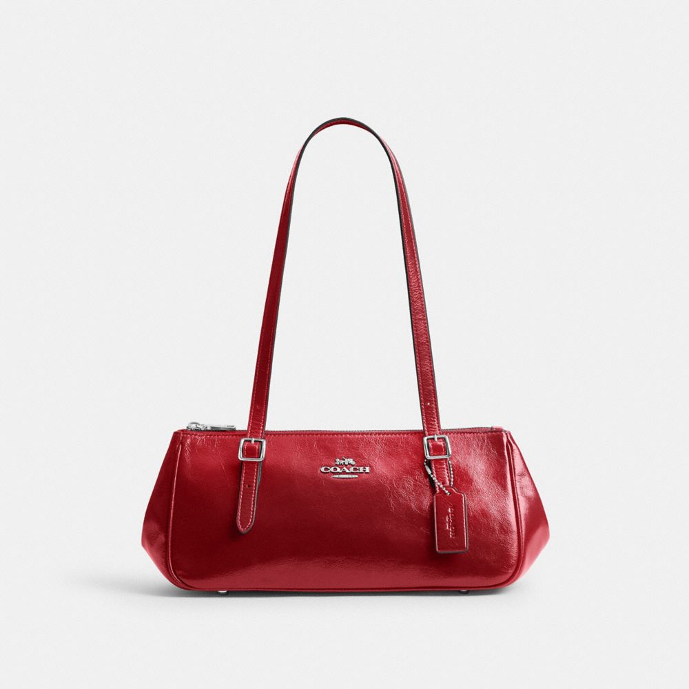 Coach Asher Shoulder Bag Silver Dark Cardinal