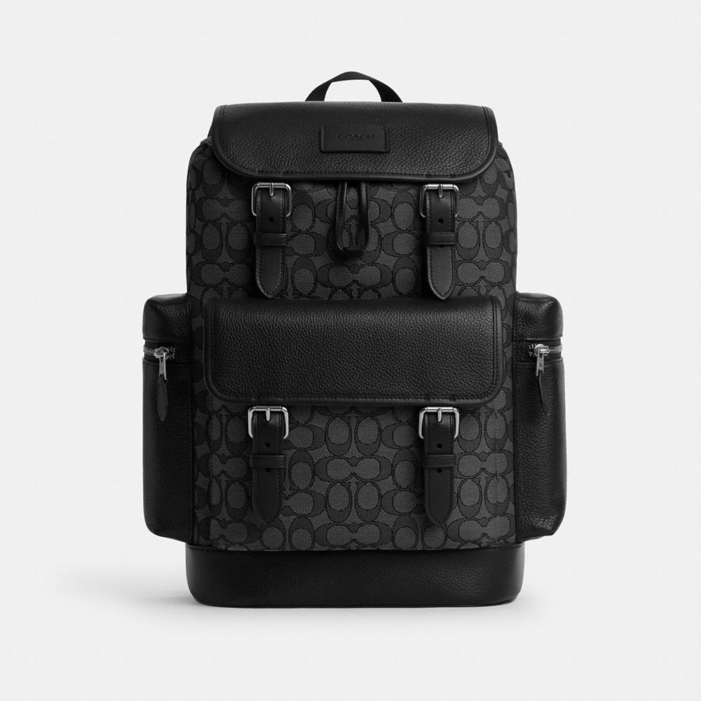 Coach Sprint Backpack In Signature Jacquard Silver Charcoal Black