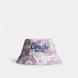Coach Coach Script Floral Print Bucket Hat Purple Multi