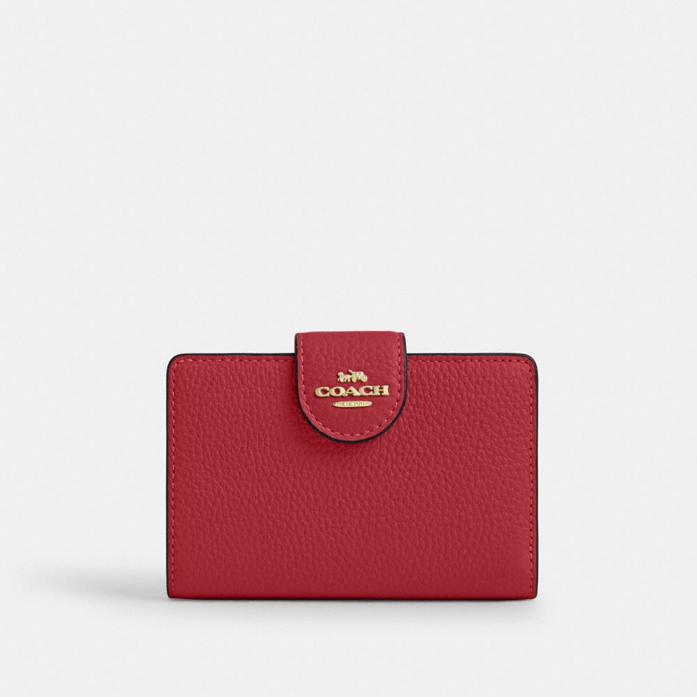Coach Medium Corner Zip Wallet Gold True Red