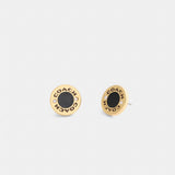 Coach Coach Enamel Circle Stud Earrings Gold Black