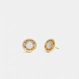 Coach Coach Enamel Circle Stud Earrings Gold White
