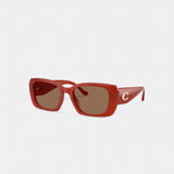 Coach Maxi Sculpted C Oversized Rectangle Sunglasses Burnt Orange