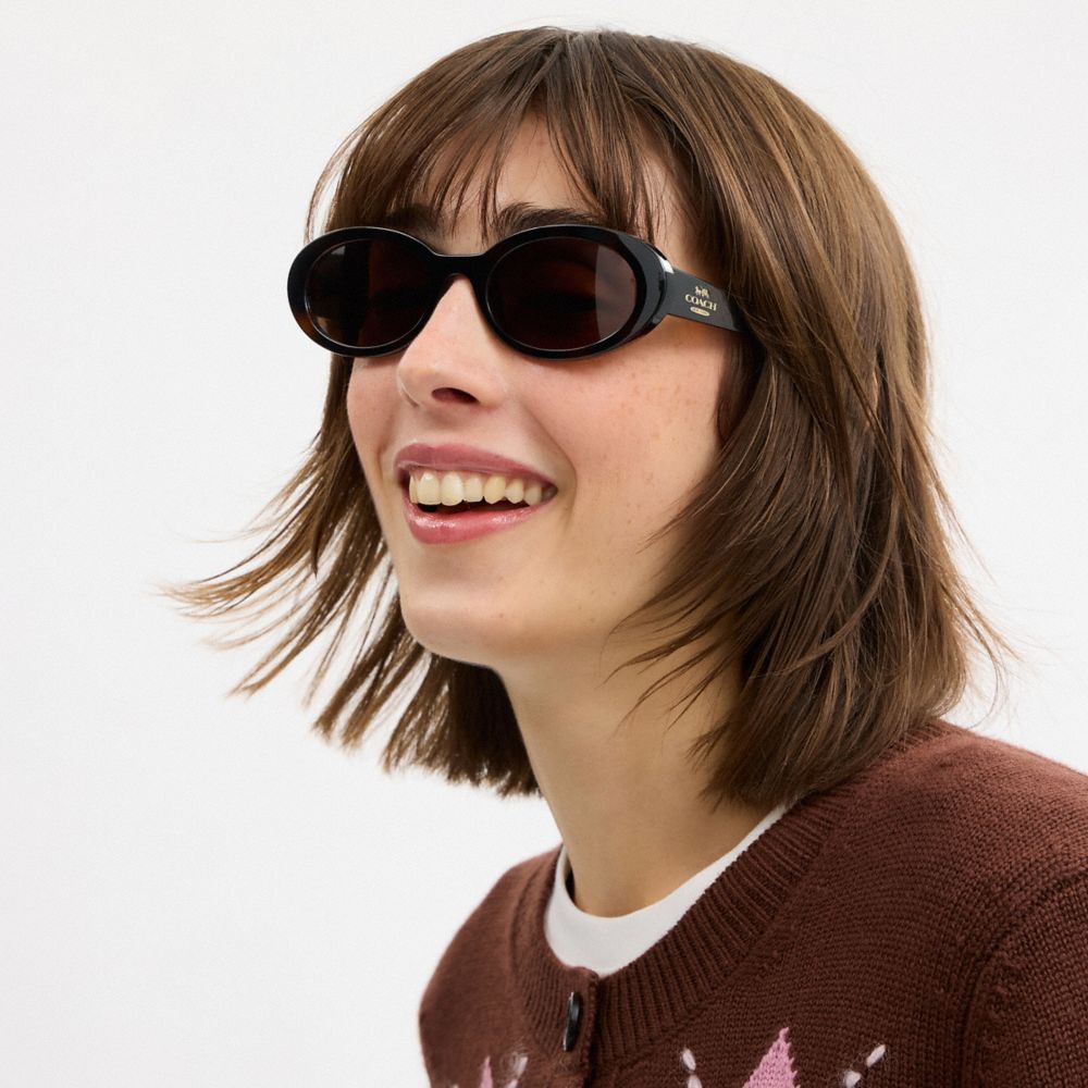Coach Narrow Oval Sunglasses Dark Tortoise