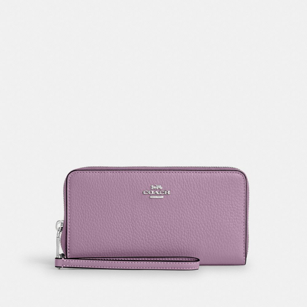Coach Long Zip Around Wallet With Detachable Card Case Silver