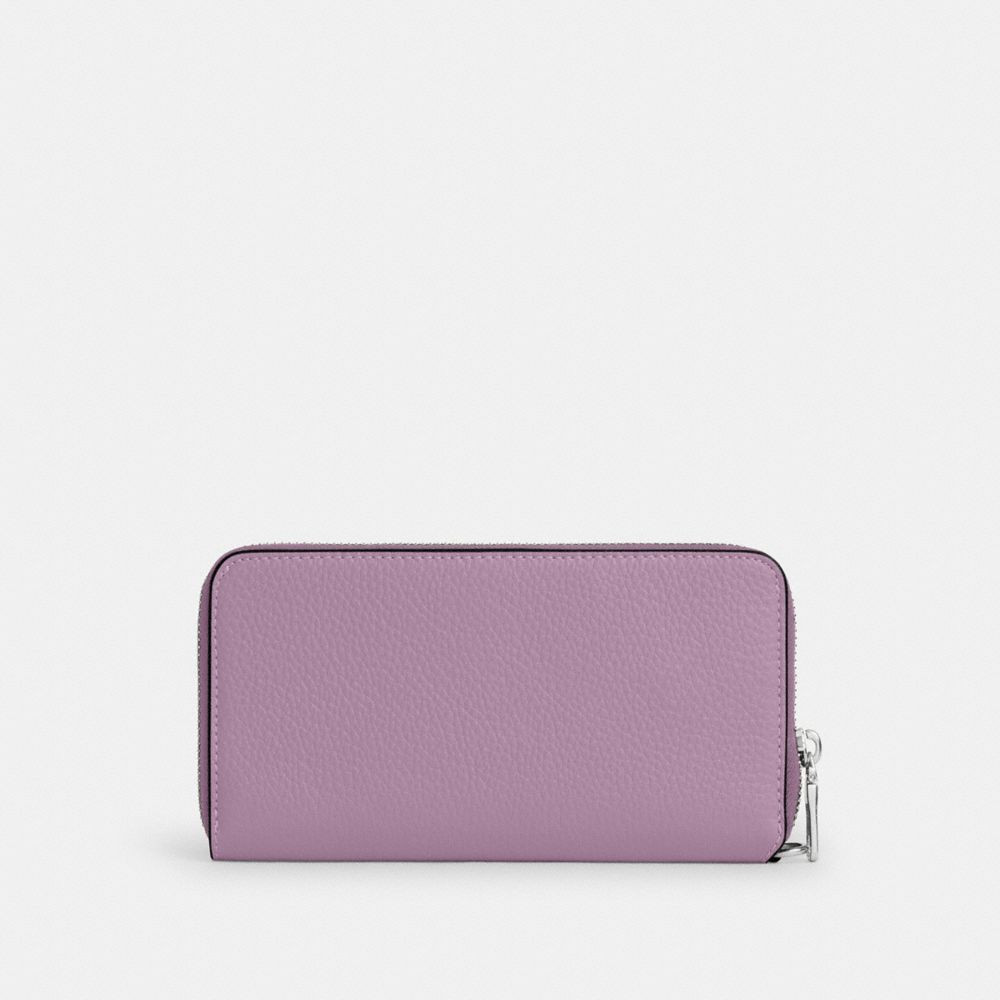 Coach Long Zip Around Wallet With Detachable Card Case Silver