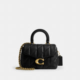 Coach Tabby Top Handle Bag With Quilting Brass Black