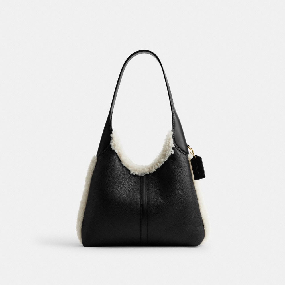 Coach Brooklyn Shoulder Bag 28 In Shearling Brass Black Natural