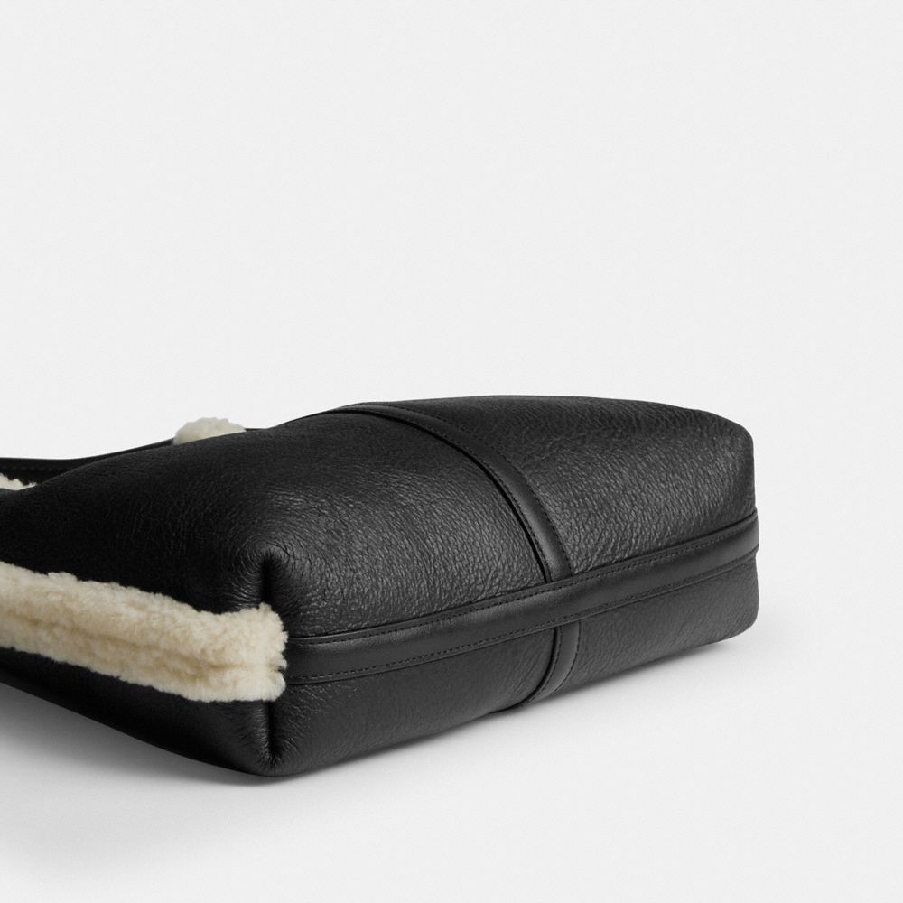 Coach Brooklyn Shoulder Bag 28 In Shearling Brass Black Natural