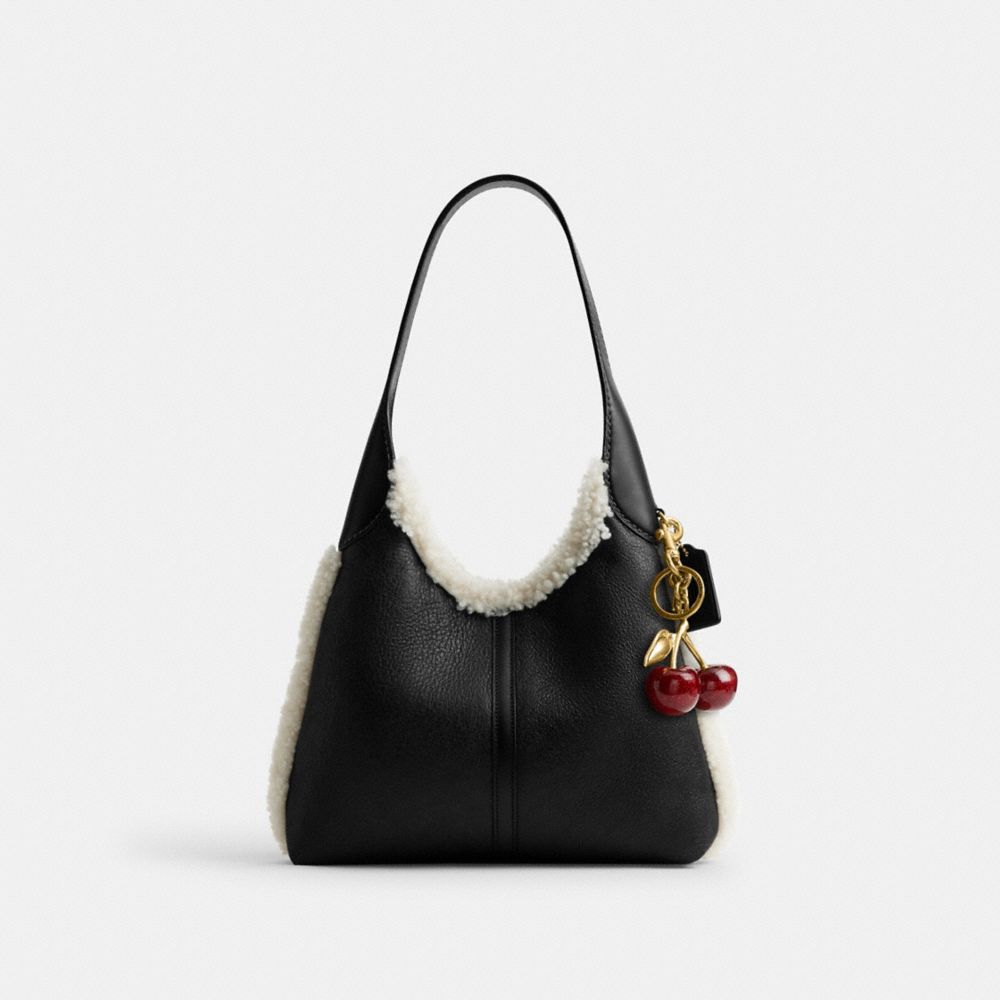 Coach Brooklyn Shoulder Bag 28 In Shearling Brass Black Natural