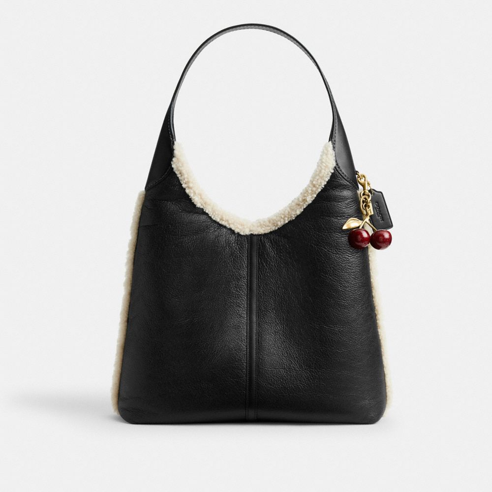Coach Brooklyn Shoulder Bag 39 In Shearling Brass Black Natural