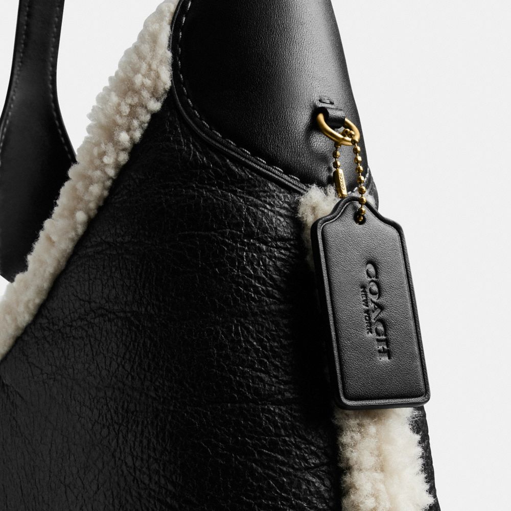 Coach Brooklyn Shoulder Bag 39 In Shearling Brass Black Natural