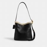 Coach Bleecker Bucket Bag In Shearling Brass Black Natural