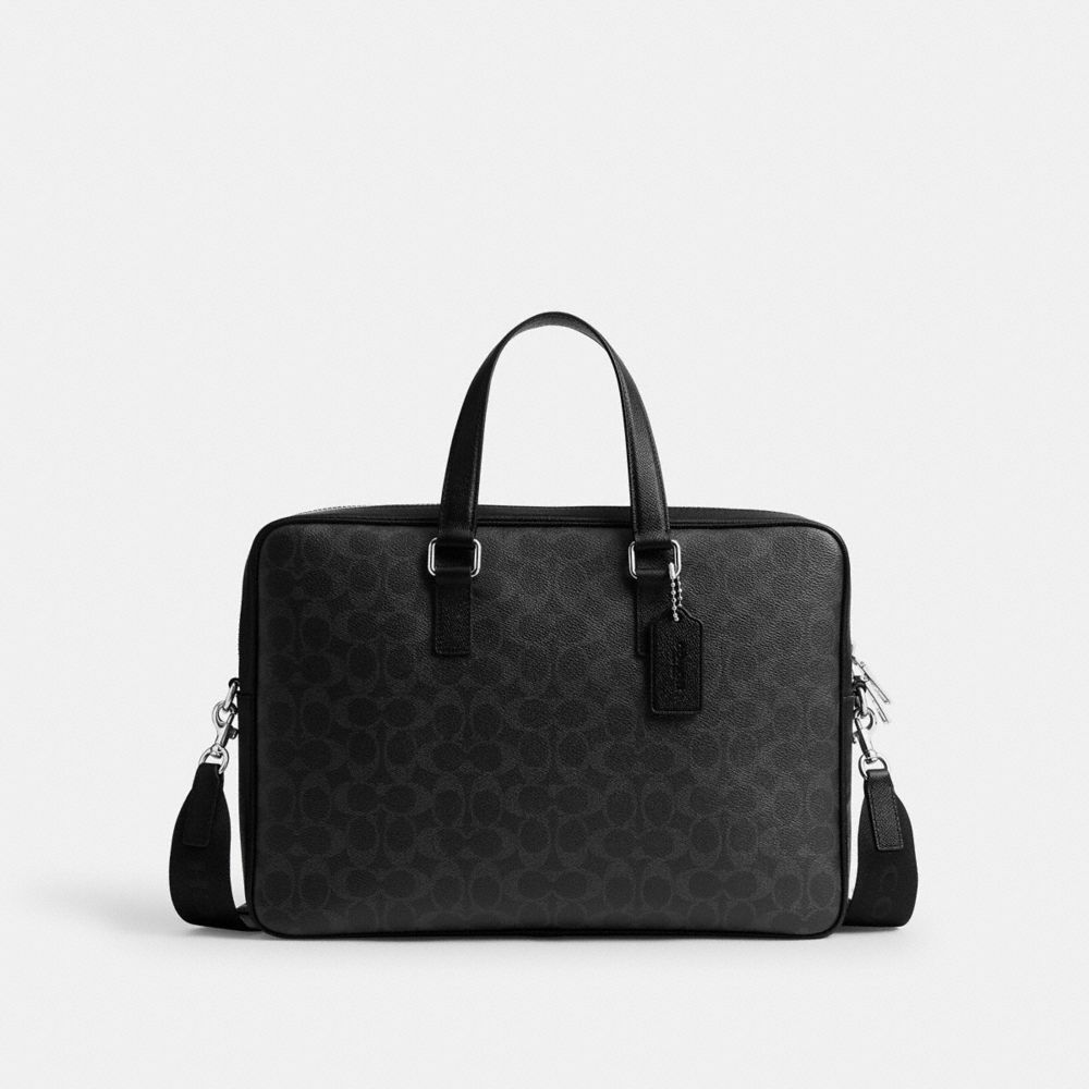 Coach Caden Brief Bag In Signature Canvas Black Signature