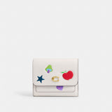 Coach Mila Small Flap Wallet With Sticker Print Brass Chalk Multi