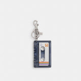 Coach Large Cassette Bag Charm Silver Black