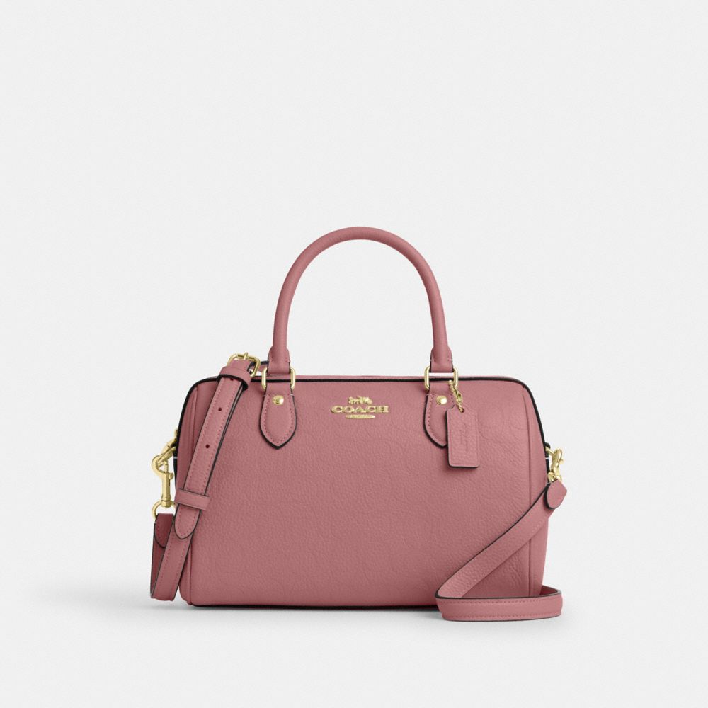 Coach Rowan Satchel Bag In Signature Leather Gold