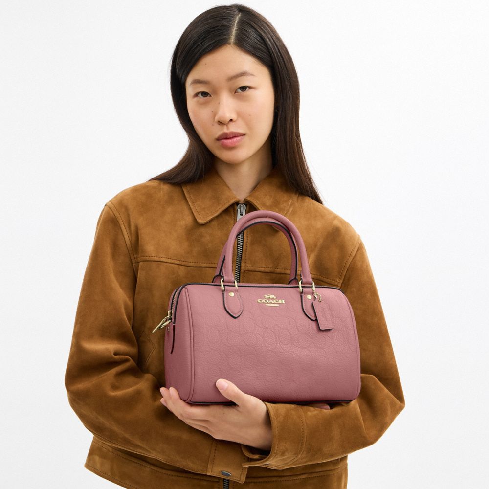 Coach Rowan Satchel Bag In Signature Leather Gold