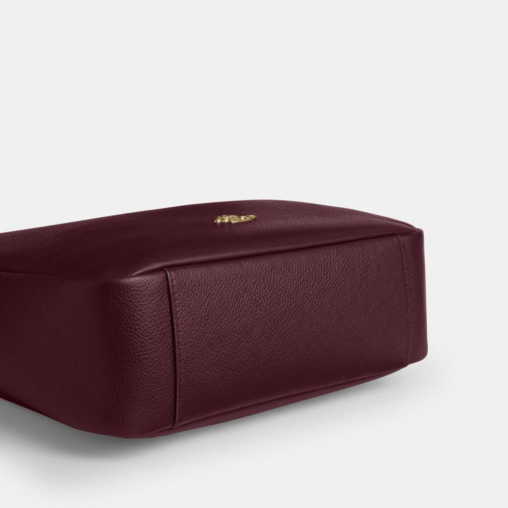 Coach Hadley Large Shoulder Bag Gold Dark Wine