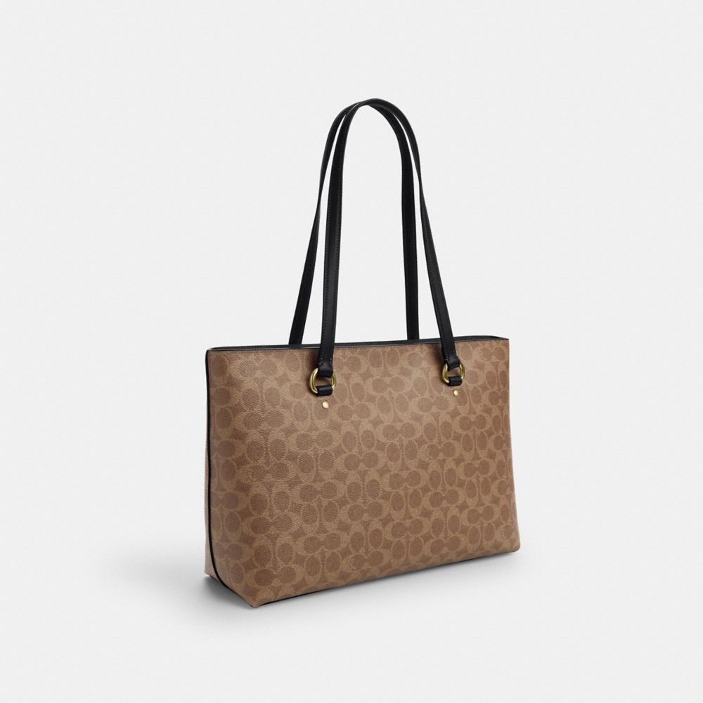 Coach Station Tote Bag In Signature Canvas Gold Tan Black