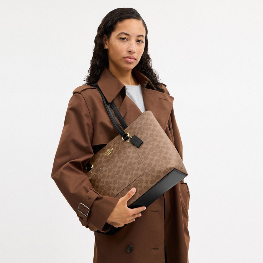 Coach Station Tote Bag In Signature Canvas Gold Tan Black
