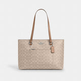 Coach Station Tote Bag In Signature Canvas Silver Sand Taupe