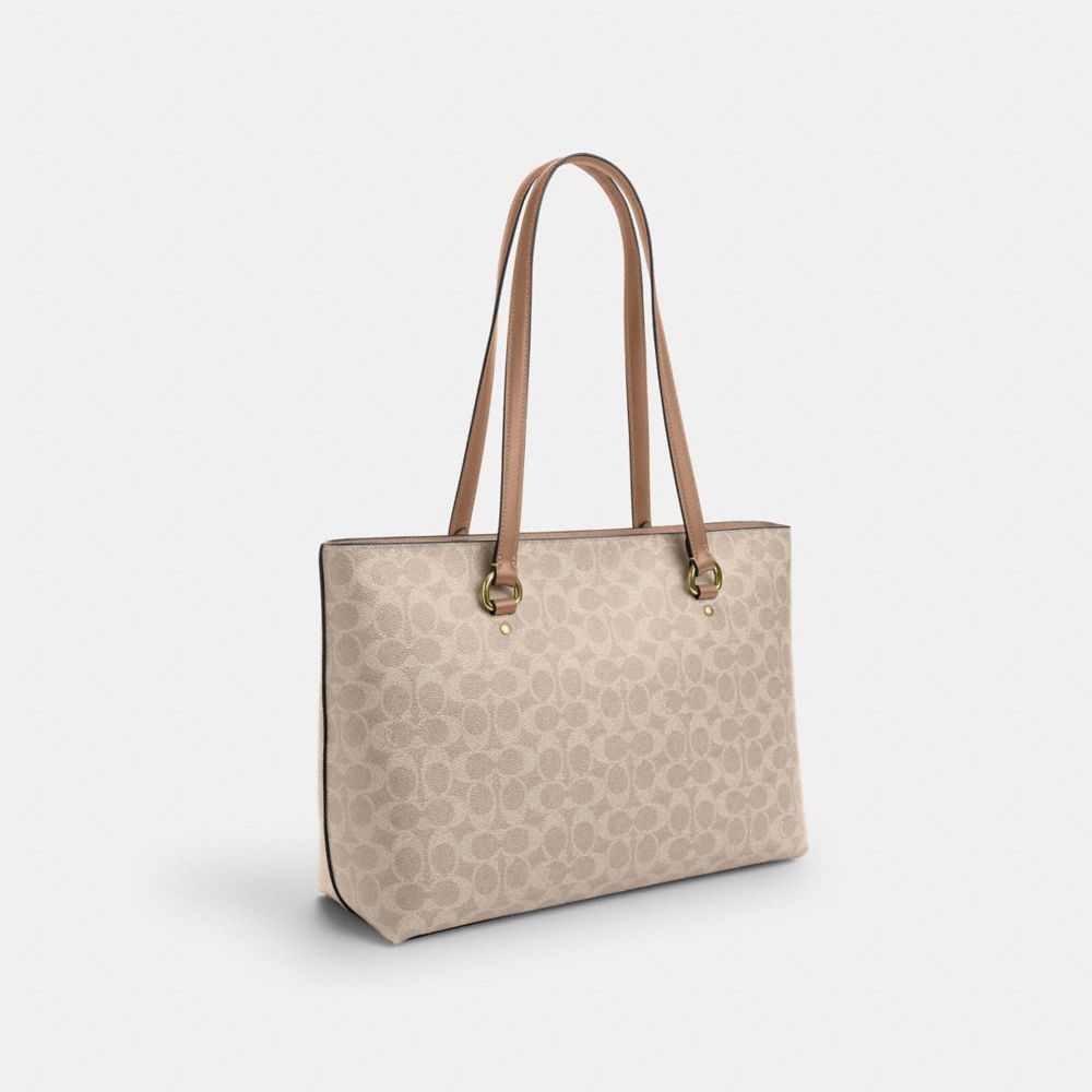 Coach Station Tote Bag In Signature Canvas Silver Sand Taupe