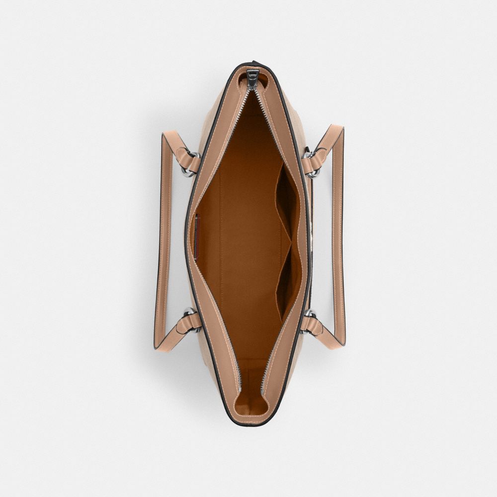 Coach Station Tote Bag In Signature Canvas Silver Sand Taupe