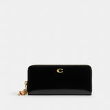 Coach Essential Slim Accordion Zip Wallet With Charms Brass Black