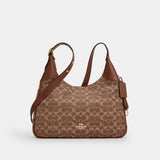 Coach Ella Shoulder Bag In Signature Chenille Gold Light Khaki Vintage Brown