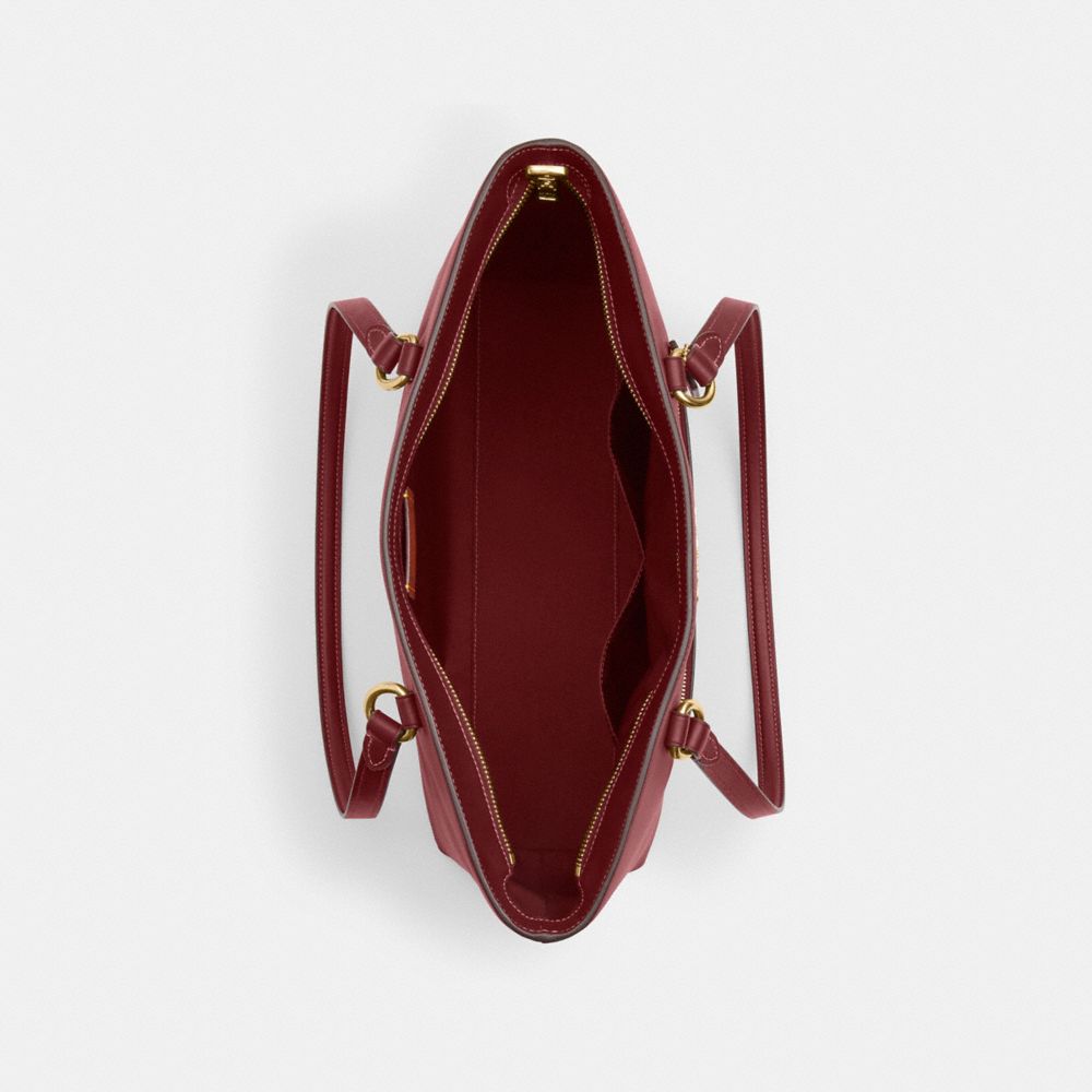 Coach Station Tote Bag Gold Maroon