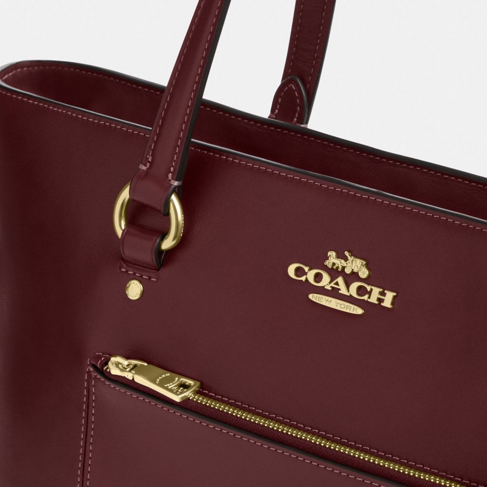 Coach Station Tote Bag Gold Maroon