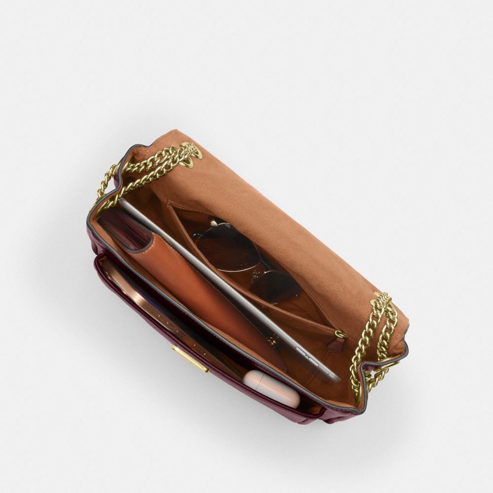 Coach Elodie Crossbody Bag Gold Dark Wine