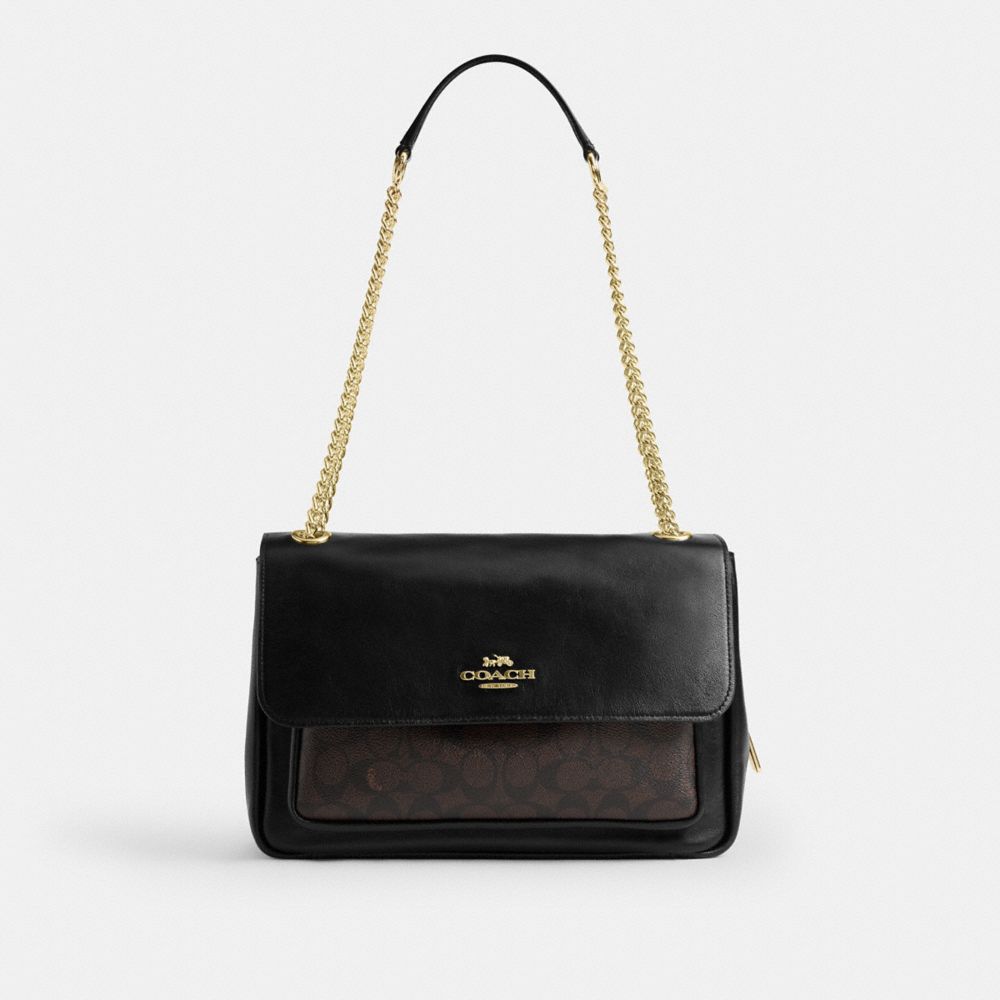 Coach Elodie Crossbody Bag In Signature Canvas Gold Walnut Black