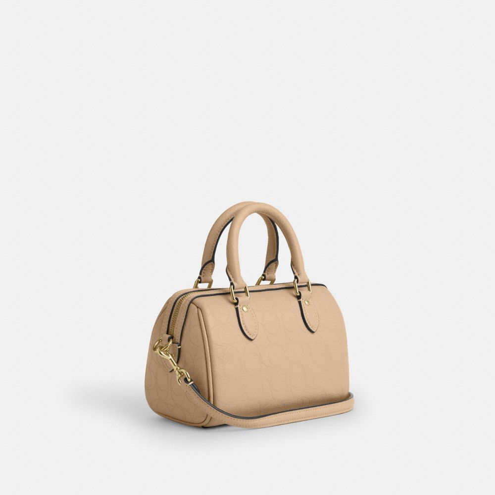 Coach Mini Rowan Crossbody Bag In Signature Leather Gold Oat