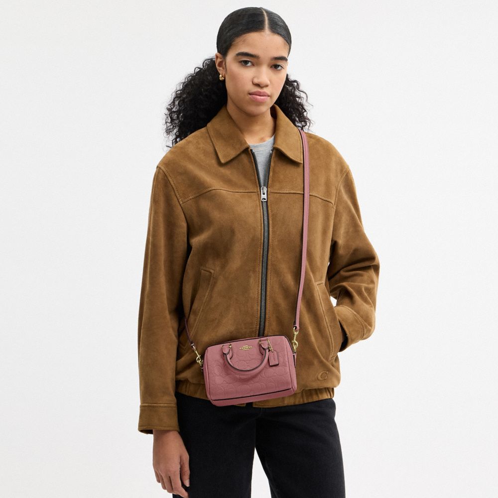 Coach Mini Rowan Crossbody Bag In Signature Leather Gold