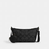 Coach Small Finn Crossbody Bag With Pouch In Maxi Signature Canvas Gunmetal Charcoal Black