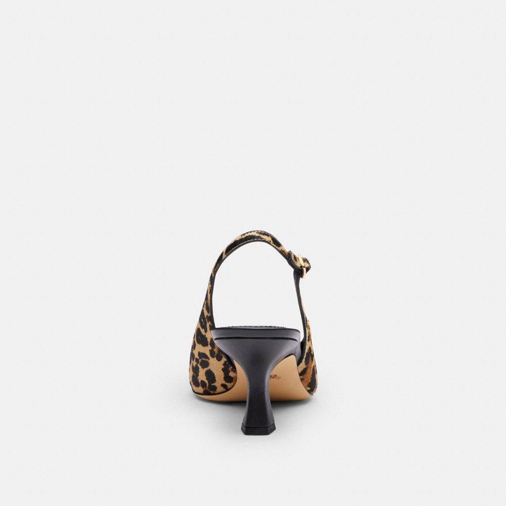 Women's Coach Slingback Heel With Leopard Print Tan & Black