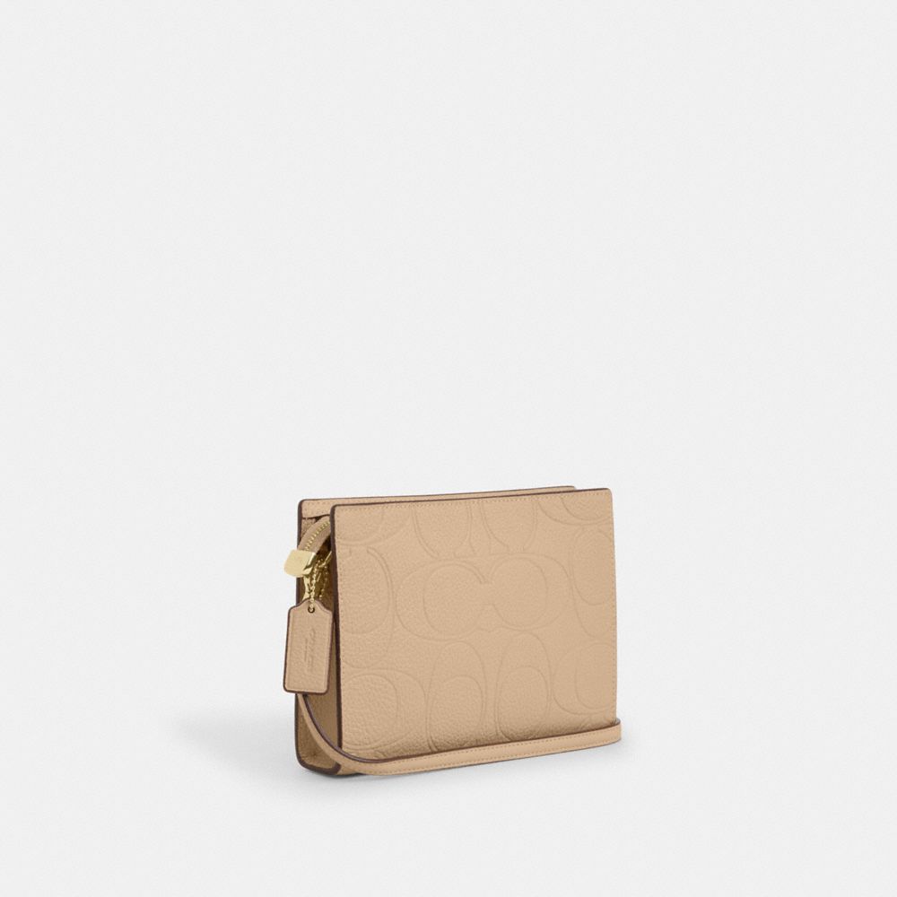 Coach Slim Crossbody Bag In Signature Leather Gold Oat
