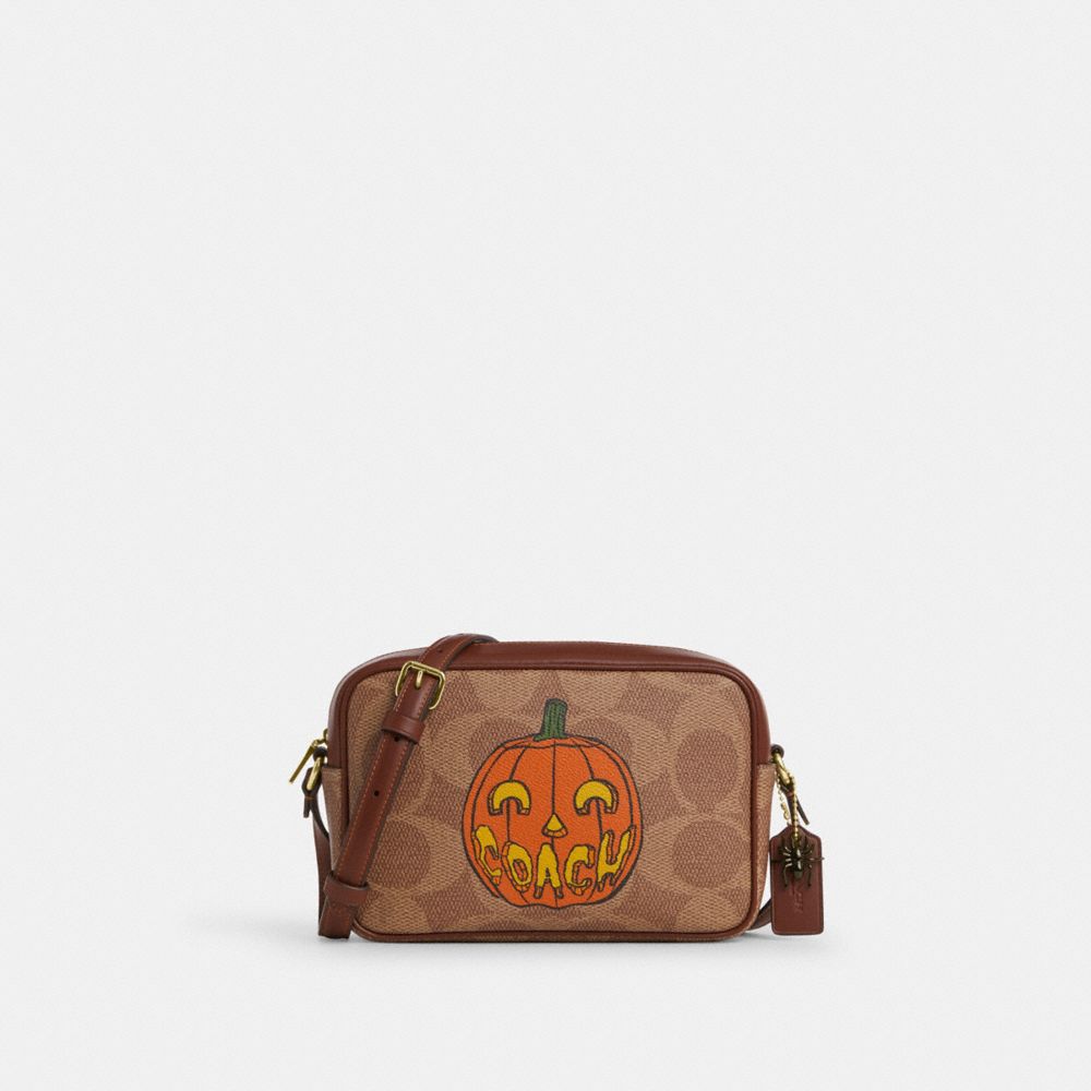 Coach Jamie Camera Bag In Signature Canvas With Halloween Print Gold Tan Multi