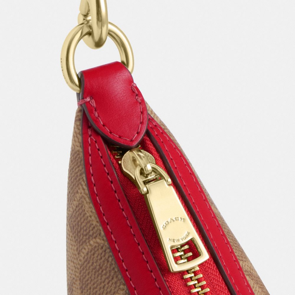 Coach Aria Shoulder Bag In Signature Canvas Gold Tan Carnation