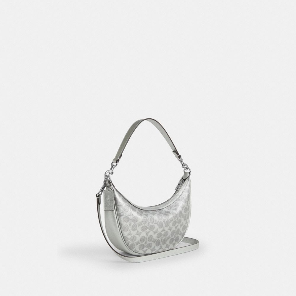 Coach Aria Shoulder Bag In Signature Canvas Sv Gray Silver
