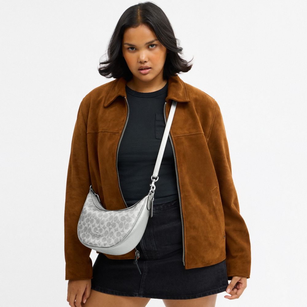 Coach Aria Shoulder Bag In Signature Canvas Sv Gray Silver