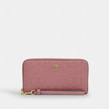Coach Long Zip Around Wallet In Signature Leather Gold
