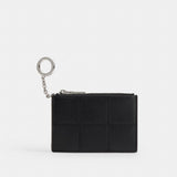 Coach Zip Card Case With Key Ring In Upcrafted Leather Black