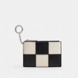 Coach Zip Card Case With Key Ring In Upcrafted Leather Black Chalk