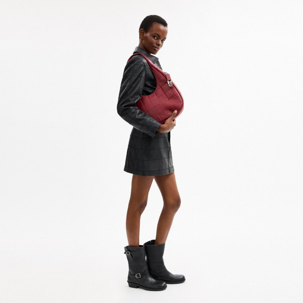 Coach Alter/Ego Crescent Shoulder Bag In Upcrafted Leather Dark Ruby