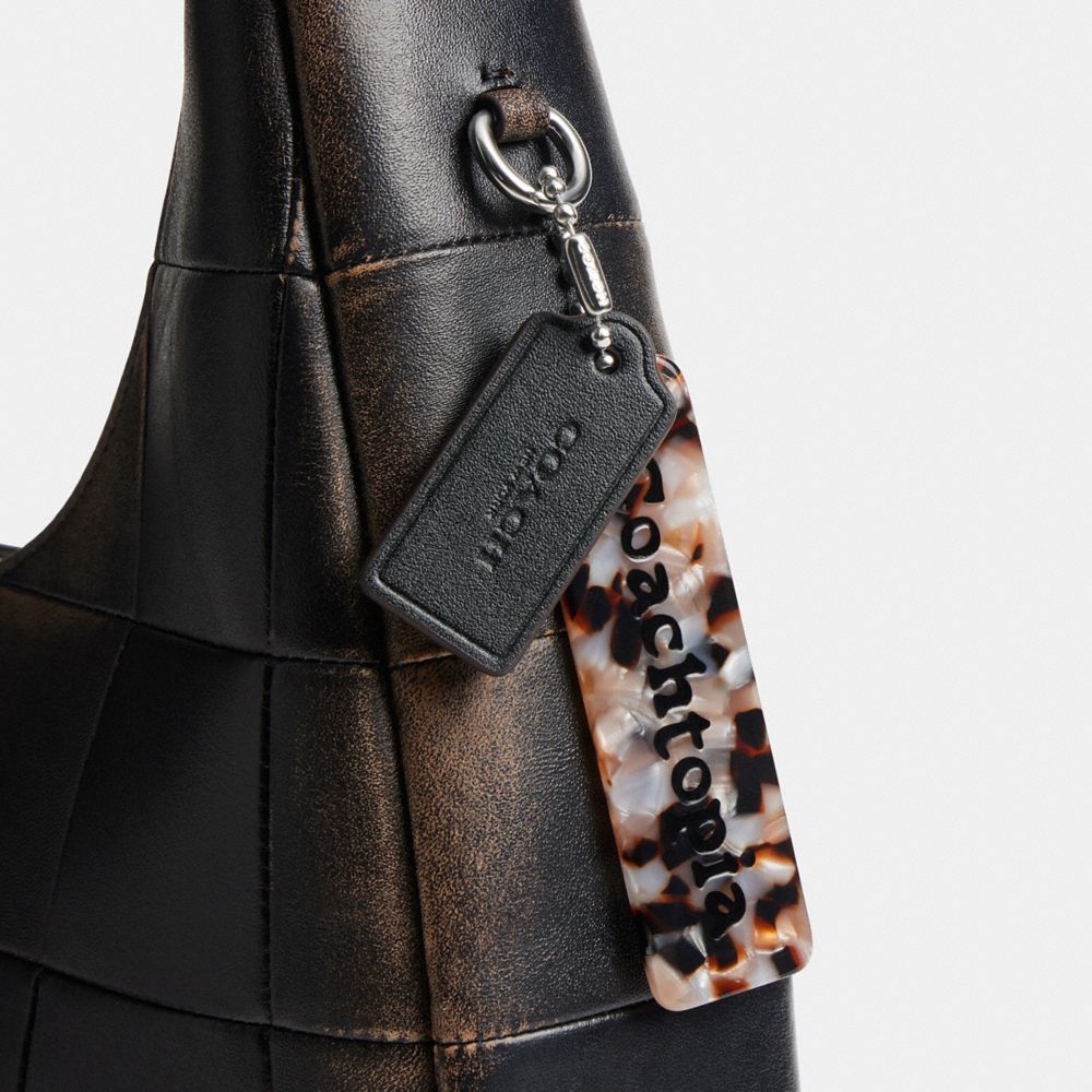 Coach Alter/Ego Crescent Shoulder Bag In Checkerboard Upcrafted Leather Black Brown