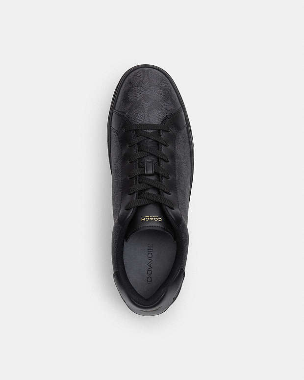 Coach High Line Sneaker In Signature Canvas Graphite-Black
